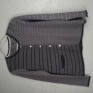 GUDRUN SJODEN Black Gray Cardigan Sweater Button Front M